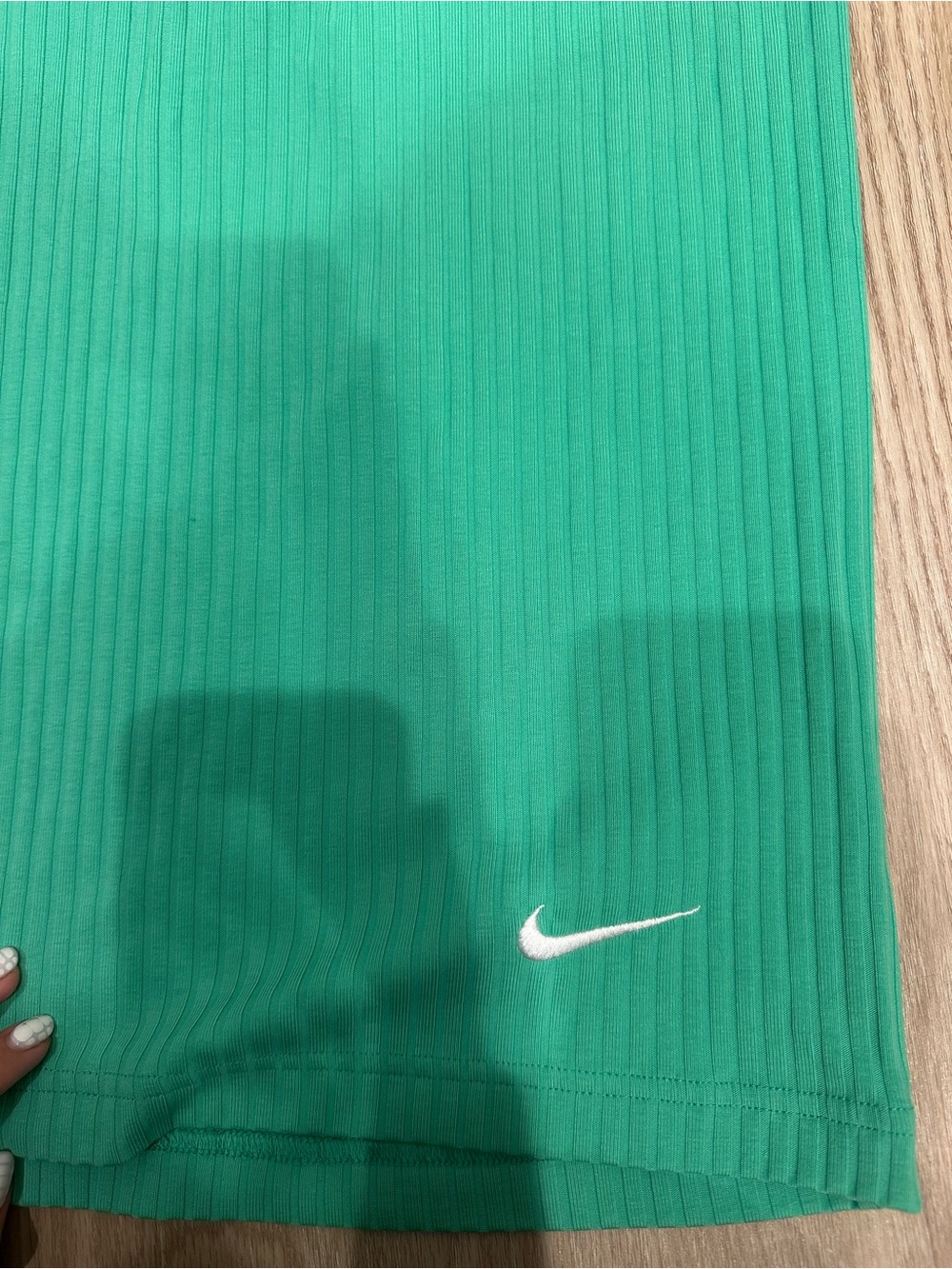 Nike Kelly Green Ribbed Midi Skirt with White Swoosh - Picture 2 of 8